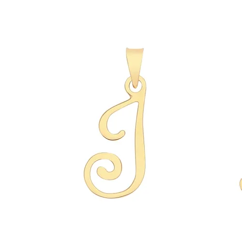 9ct Yellow Gold Script Initial Pendant 19 X 10mm + 5.5mm Bale I